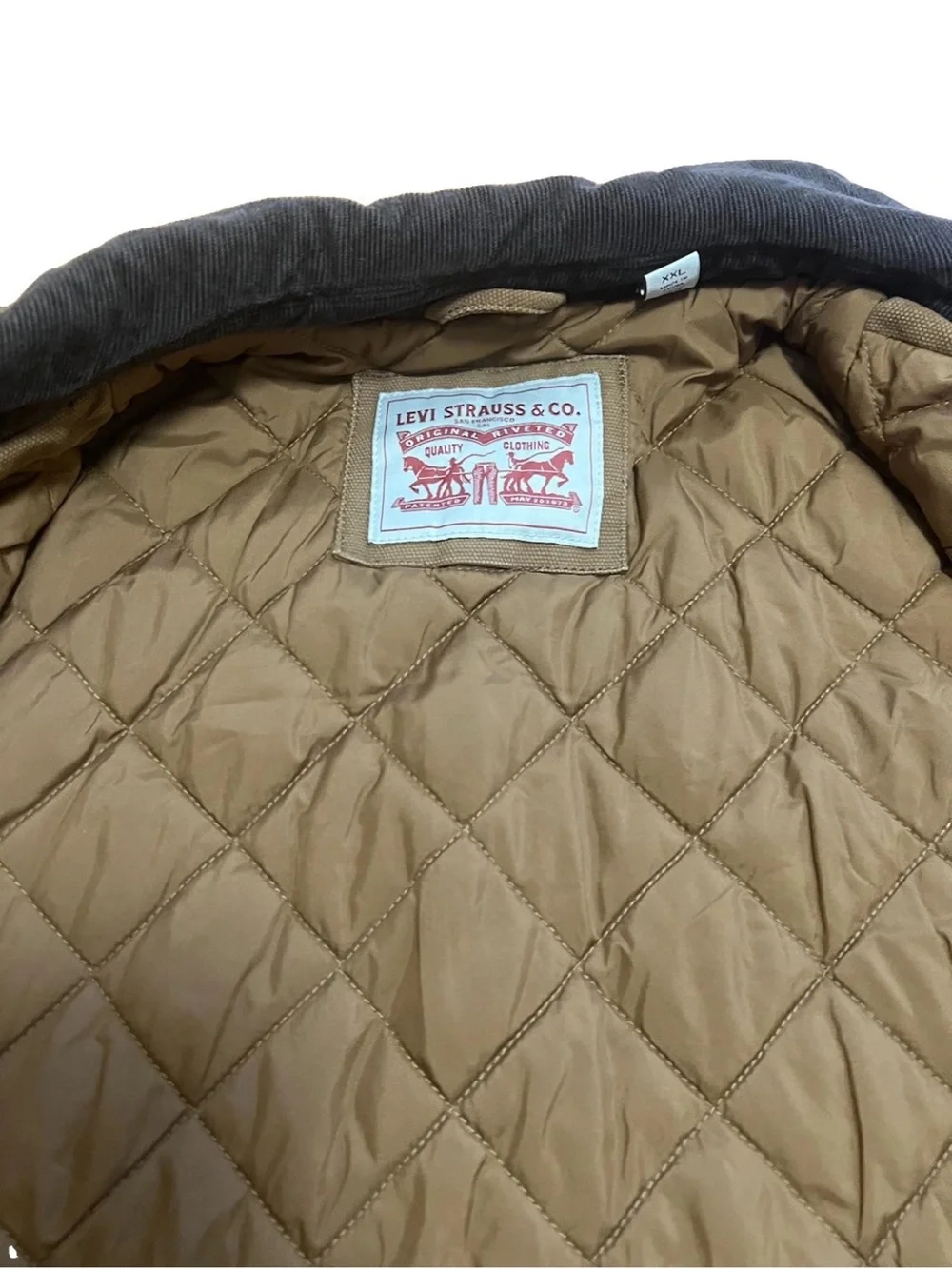 Levi’s Brown Canvas Work Jacket XXL – Dark Brown Corduroy Collar